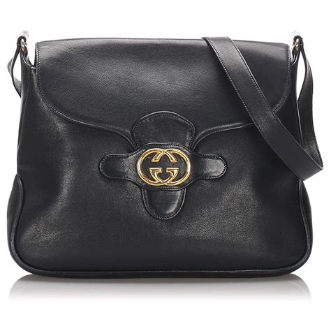 gucci leather bag black|vintage gucci bag black leather.